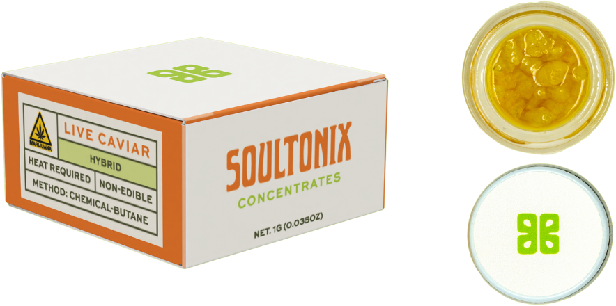 Soultonix Live Caviar concentrate packaging and jars