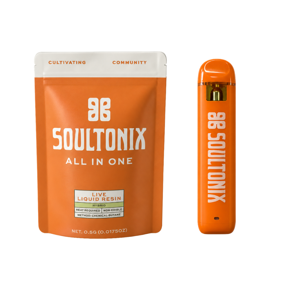 Soultonix All in One live liquid resin pouch and orange vape